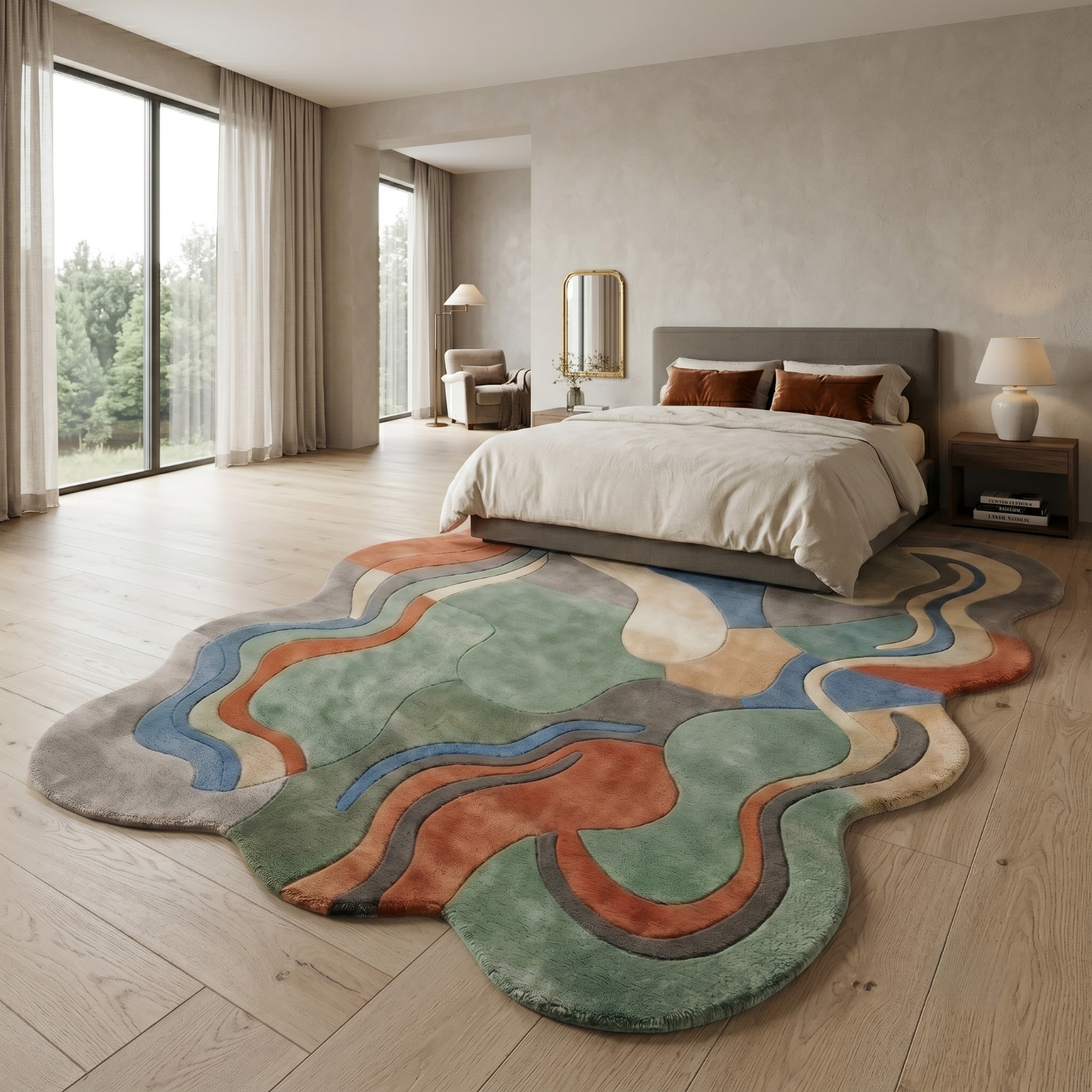 8×10 Hand Tufted Wool Area Rug Multicolor Abstract Modern Handmade Carpet
