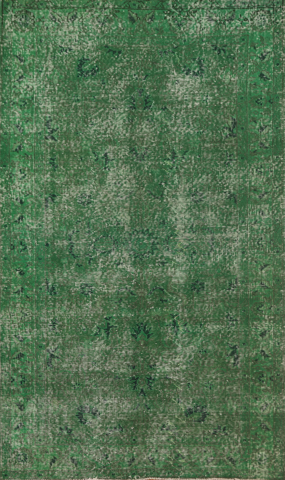 Green Over-dyed Anatolian Turkish Hand-knotted Wool Rug for Bedroom 4×7 ft