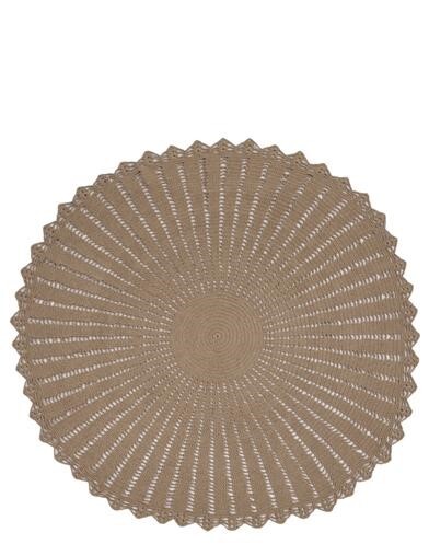 Victorian Trading Co NWD Handmade Mode Lace Crochet Round 43″ beige Rug 34A