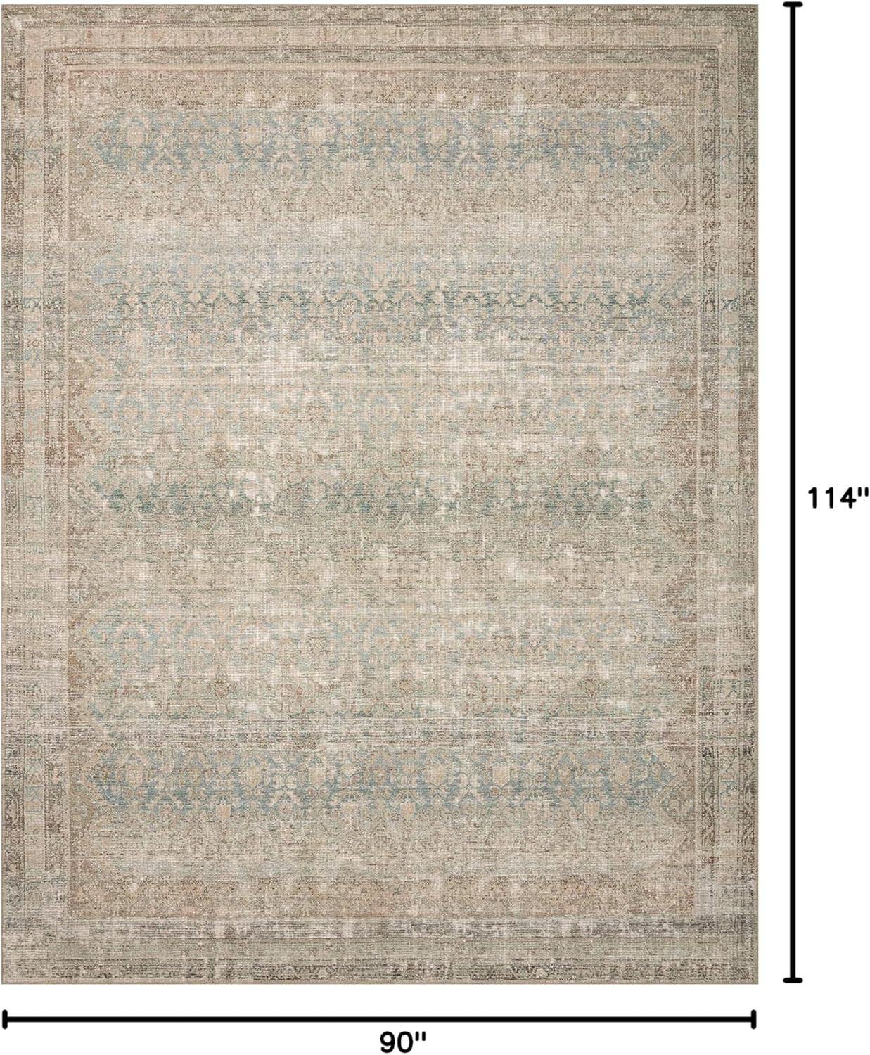 Loloi Angela Aubrey Area Rug 7’6″ x 9’6″ Jade/Natural, 0.19″ Pile Height