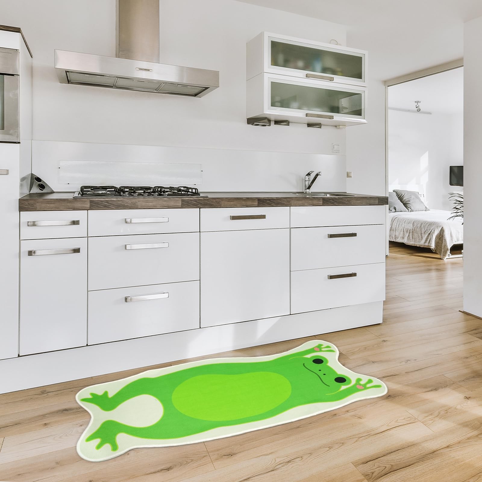 Frog Rug – Cute Long Cartoon Frog Bath Mat, Non-Slip Stretched Animal Rug, Fr…