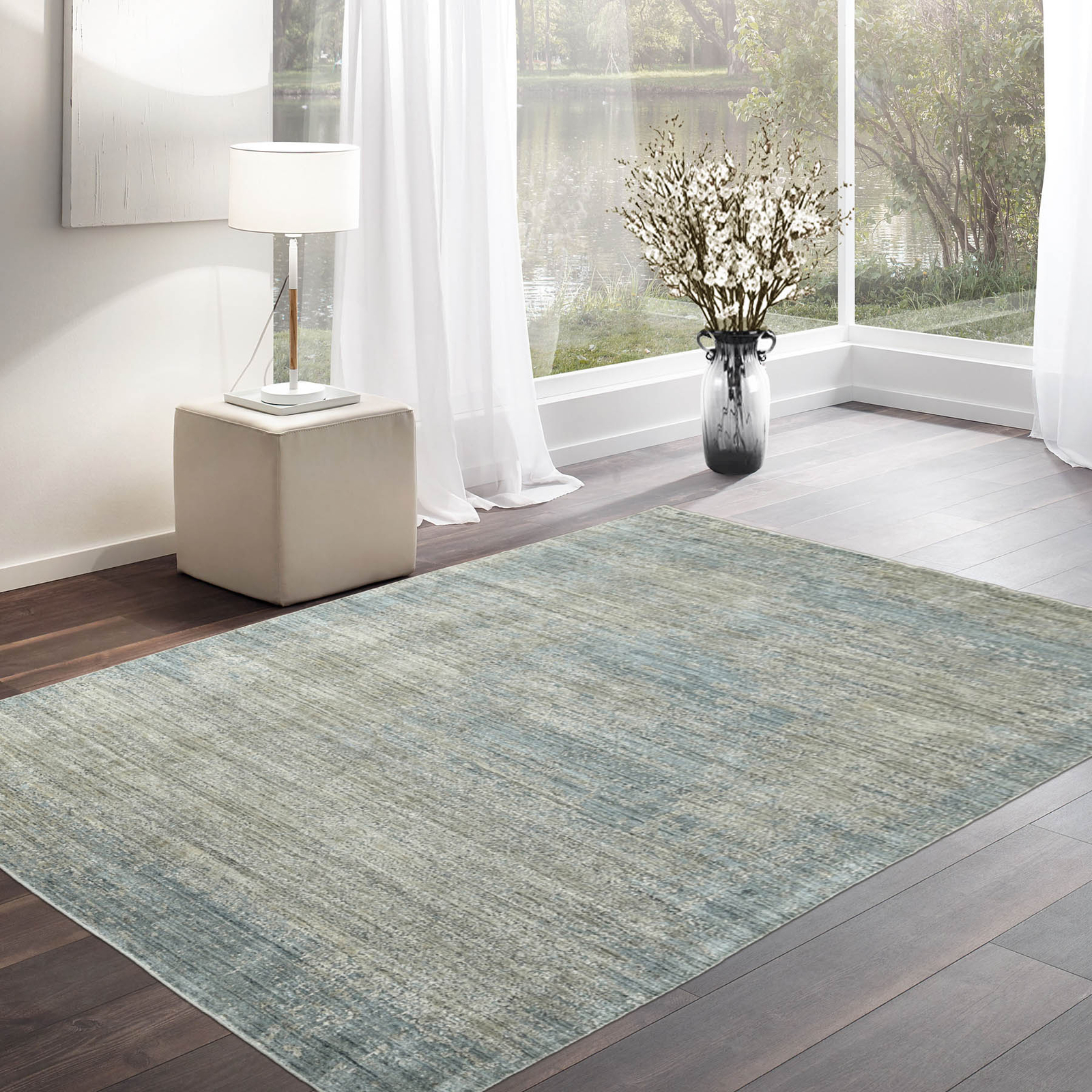 LoomBloom Gray Hand Knotted Modern 100% Wool Oriental Area Rug 6’6″x9’5″