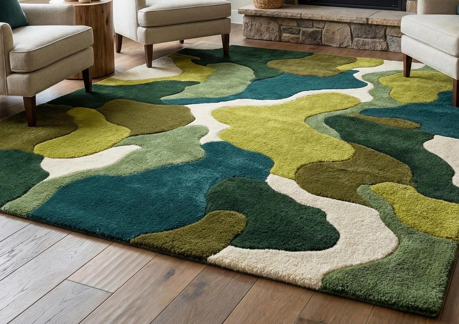 Vintage Elegant Hand Tufted Area Rug Designer Rug | Irregular Rug Wool area Rug