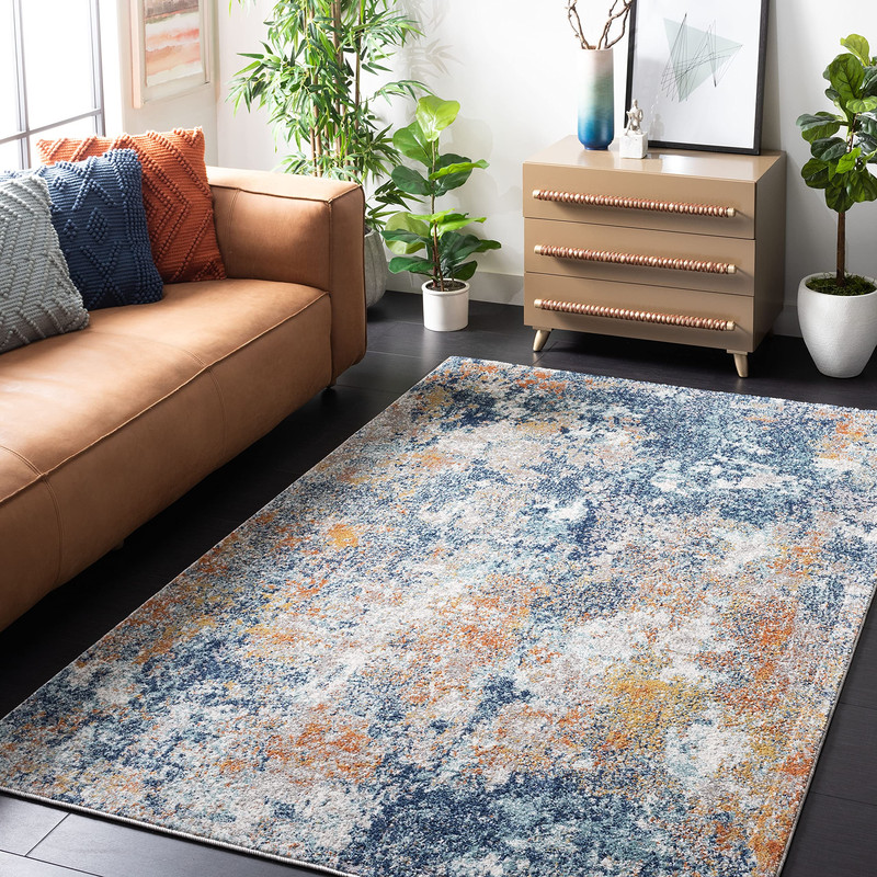 Safavieh Aston Collection Area Rug – 53 X 77 Navy Gold Modern Abstract Design