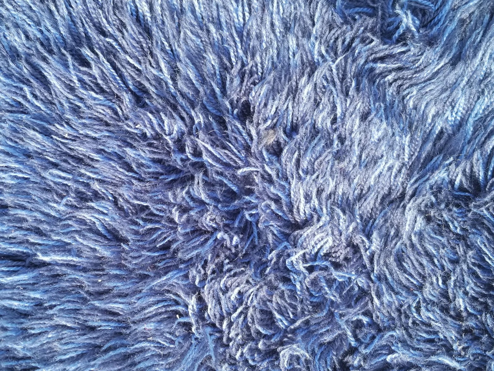 Vintage Traditional Flokati-Style Plush Dark Blue Foot Mat 37x24in