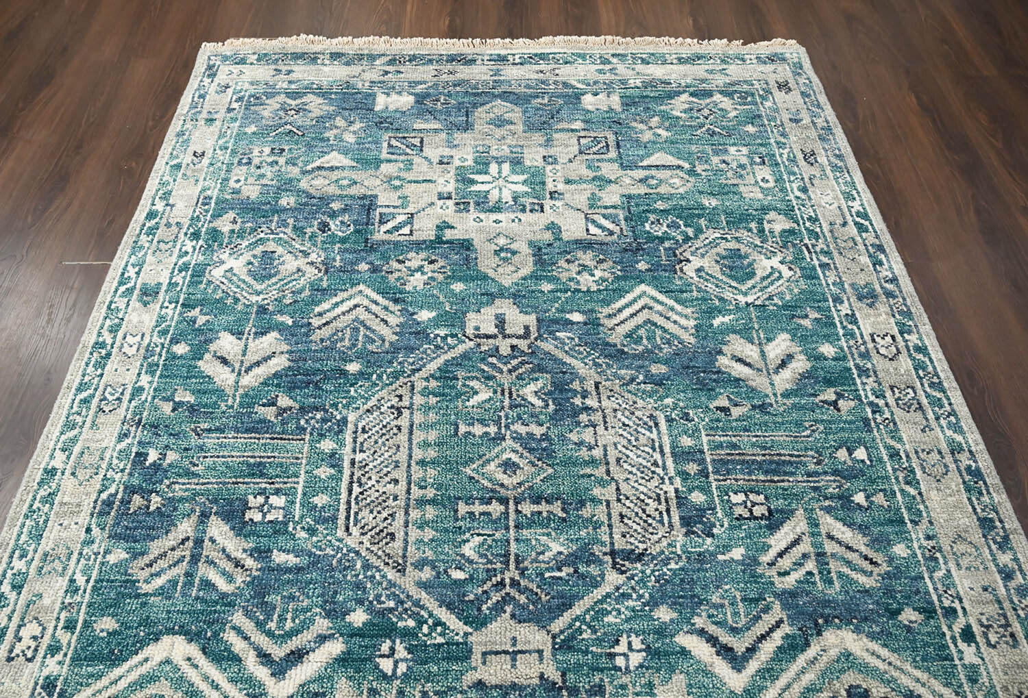 LoomBloom Multi Sizes Hand Knotted Wool Oushak Arts & Crafts Area Rug Turquoise