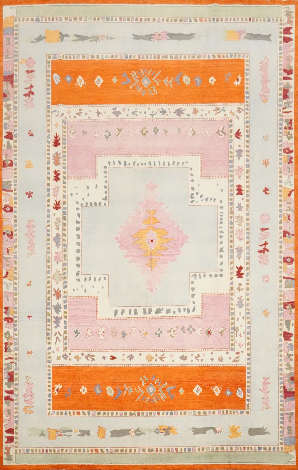 Vegetable Dye Gabbeh Style Large Rug 10×14 Ft Handmade Geometric Wool Carpet
