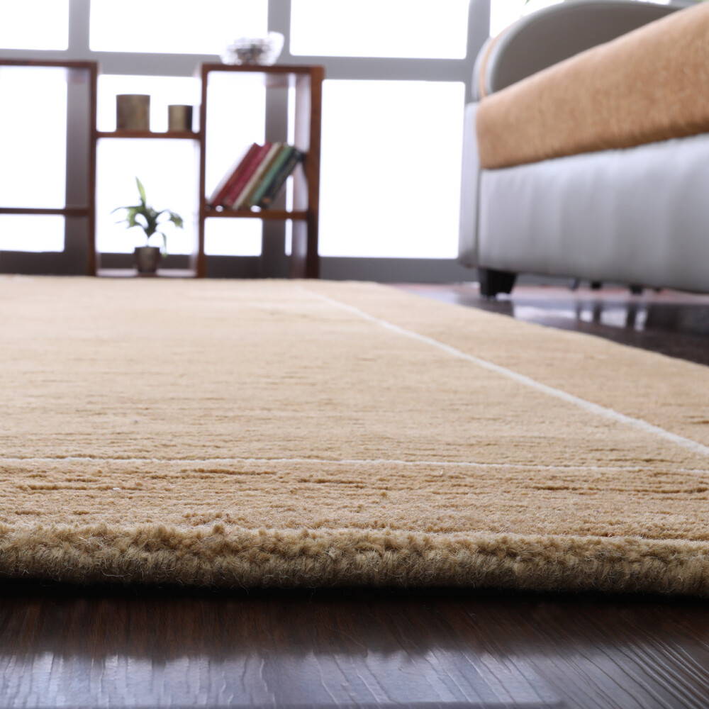 Eco-Friendly Hand Knotted Tibbati Wool Area Rug Contemporary Beige BBT00206