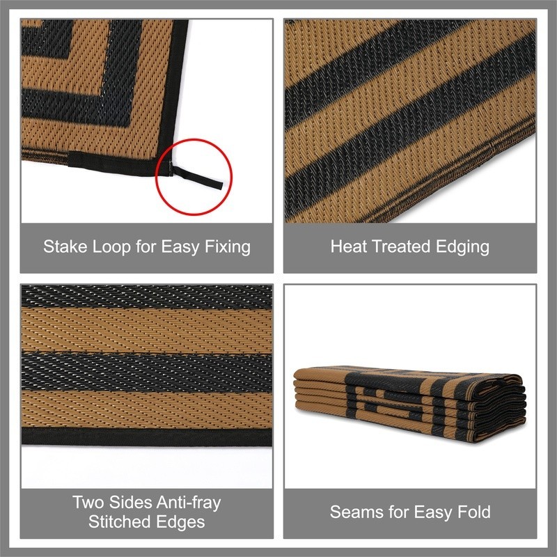 Reversible Patio Mat Durable Lightweight Easy Clean Ideal RV Camping Outdoor Use