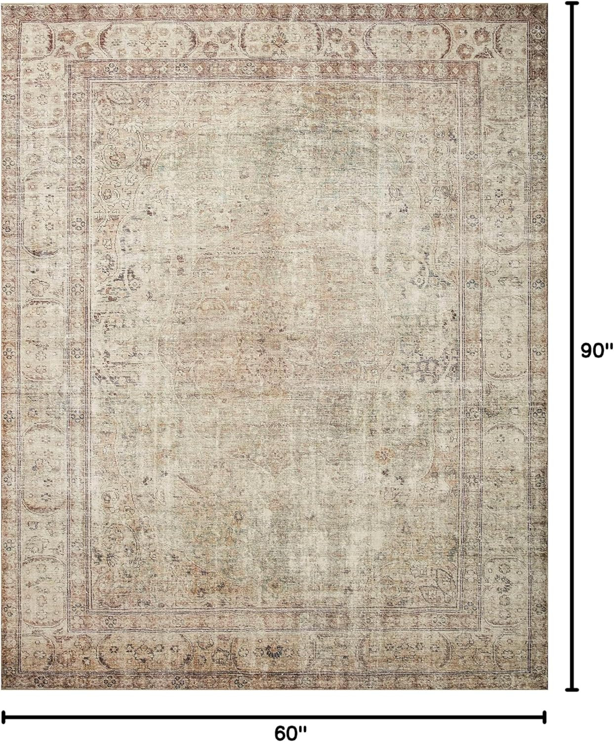 Loloi Margot Antique/Sage 5′ x 7’6″ No-Shed Area Rug for Living Room & Bedroom