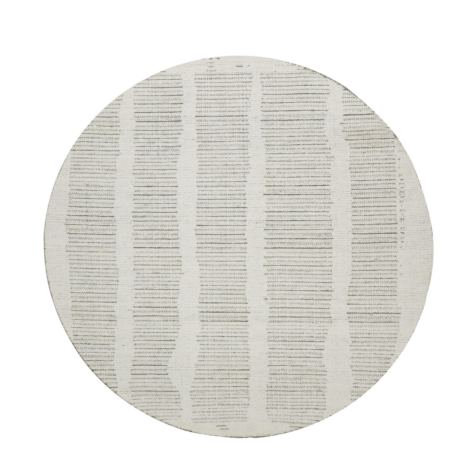 5’9″ x 5’9″ Ivory Hand Woven Round Rug Flat Weave with Pile Natural Wool R91738
