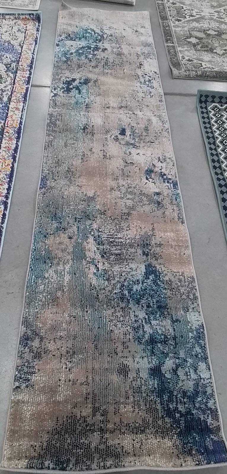BLUE / BEIGE 2′-2″ x 10′-0″ Back Stain Rug, Reduced Price 1172765749 MAD440M-210