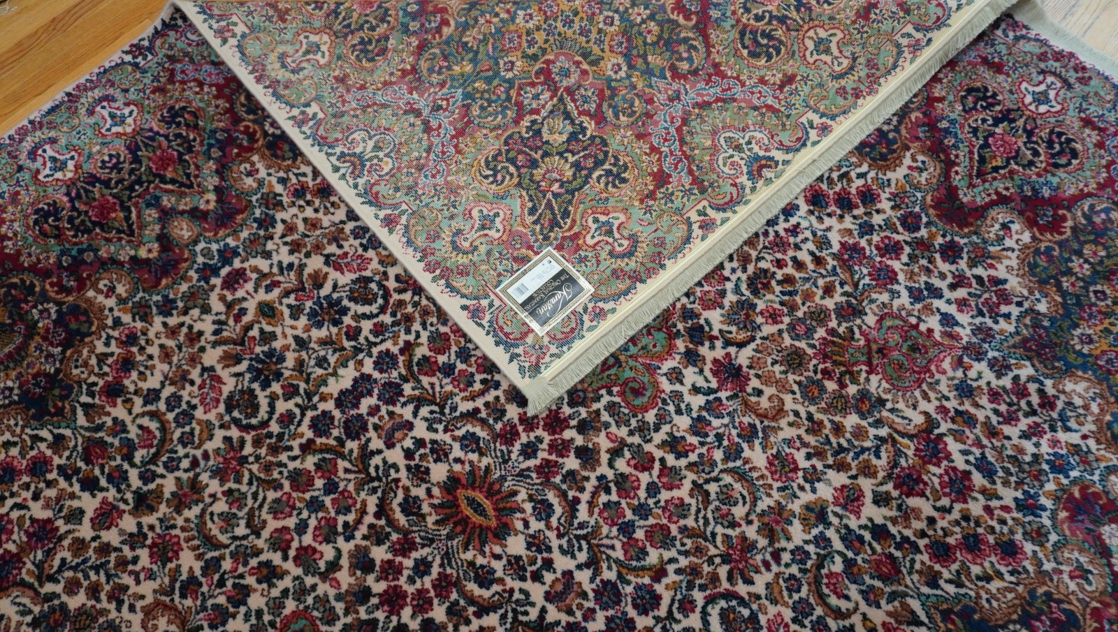 Perfect Authentic Karastan # 742 Floral Kirman Wool Pile Rug 8’8″ x 10’6″