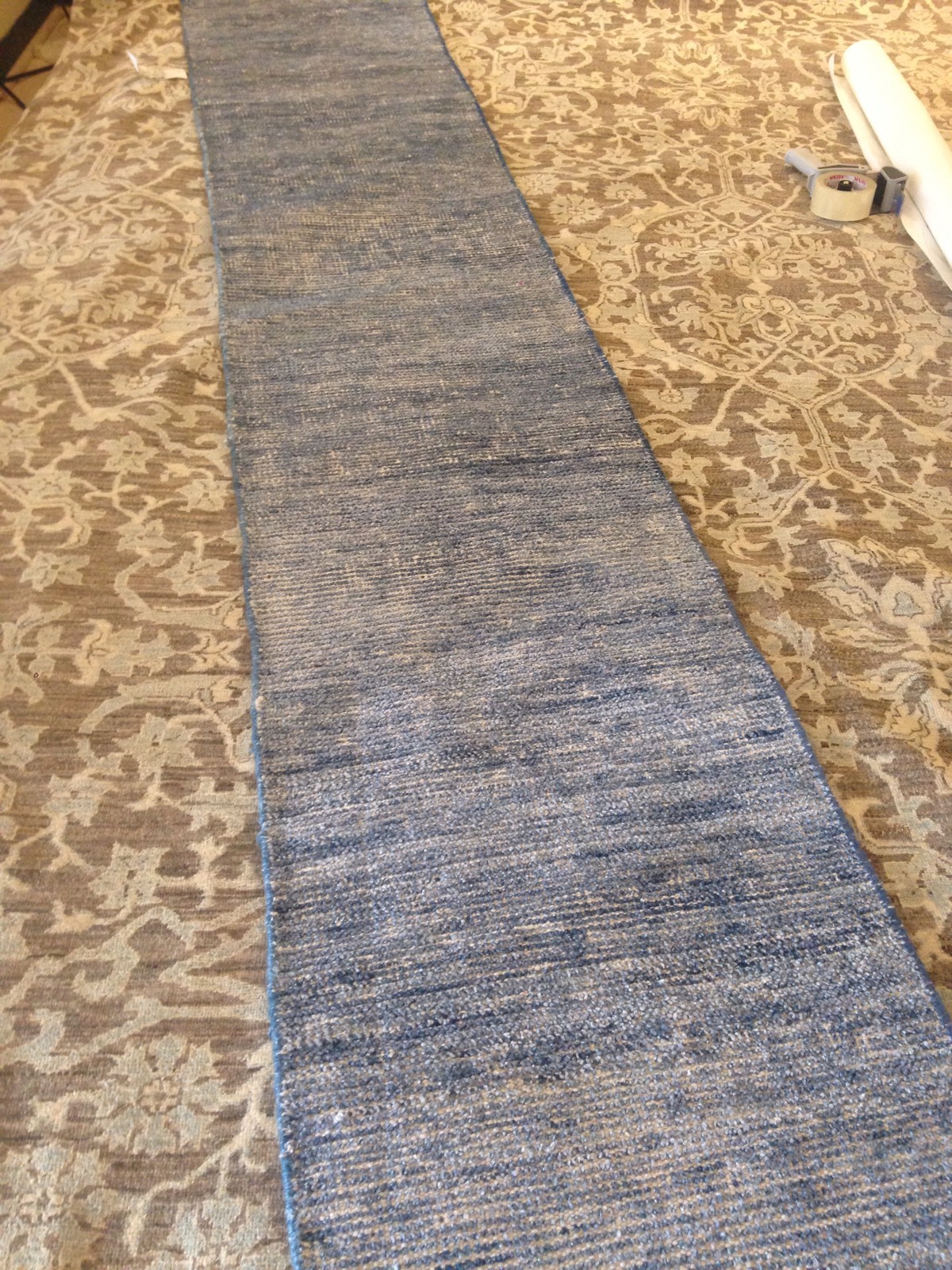 Spectacular Hand Knotted Runner Rug blue thin Solid Flat Woven Texture 2’x 10′