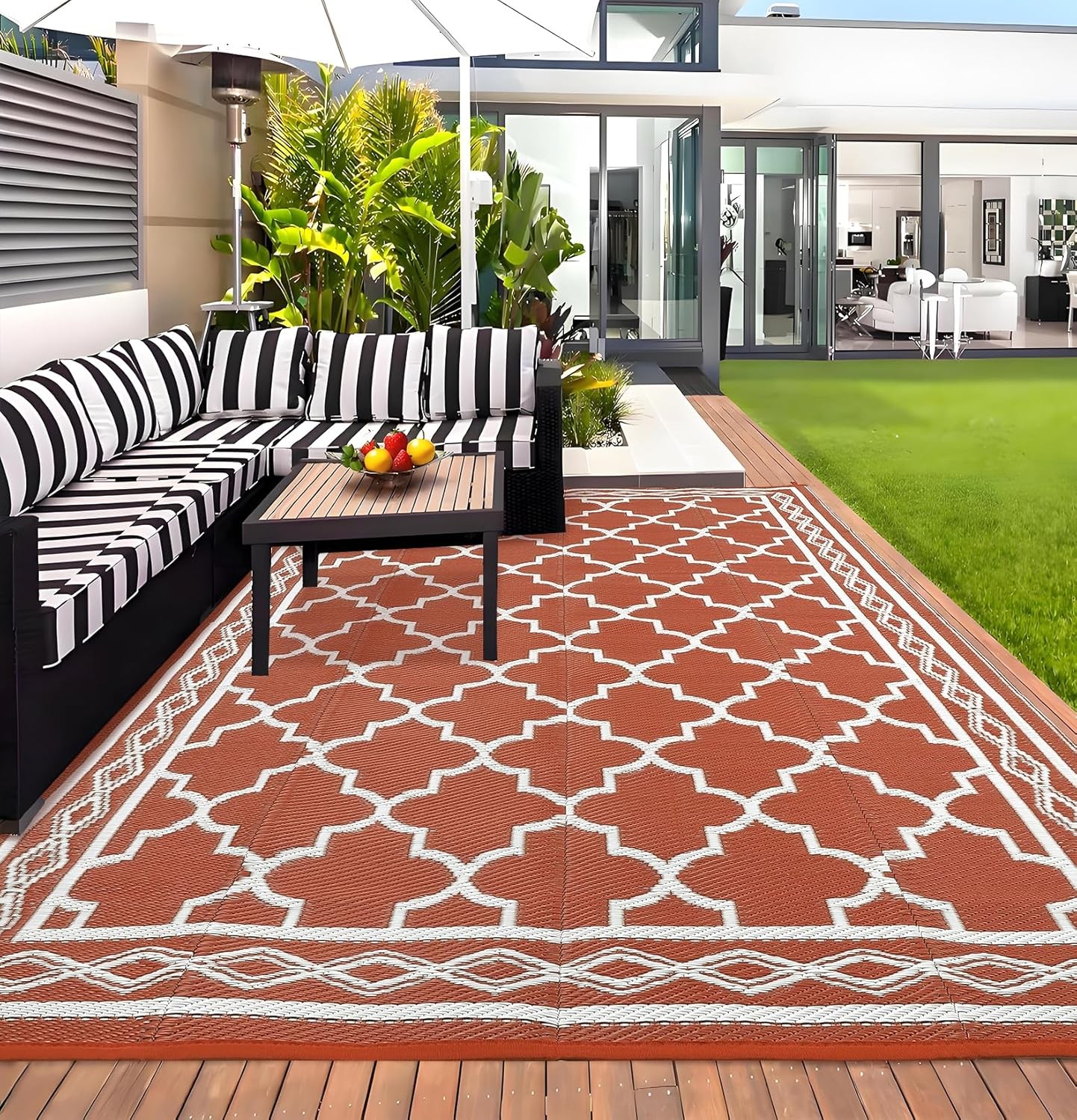 10 x 14 FT Outdoor Rug Waterproof Reversible Carpet Patio Rugs Large Camping Mat