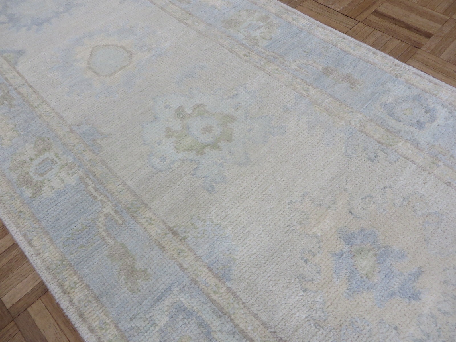 2’6 x 12 Runner Hand Knotted Beige Modern Oushak Oriental Rug G16712
