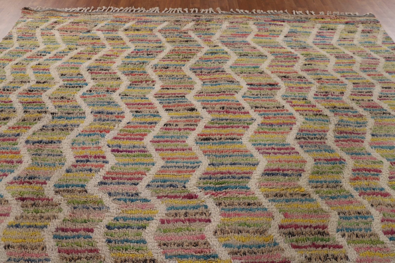 Chevron Pastel Color Wool Berber Handmade Moroccan Oriental Large Rug 9×15