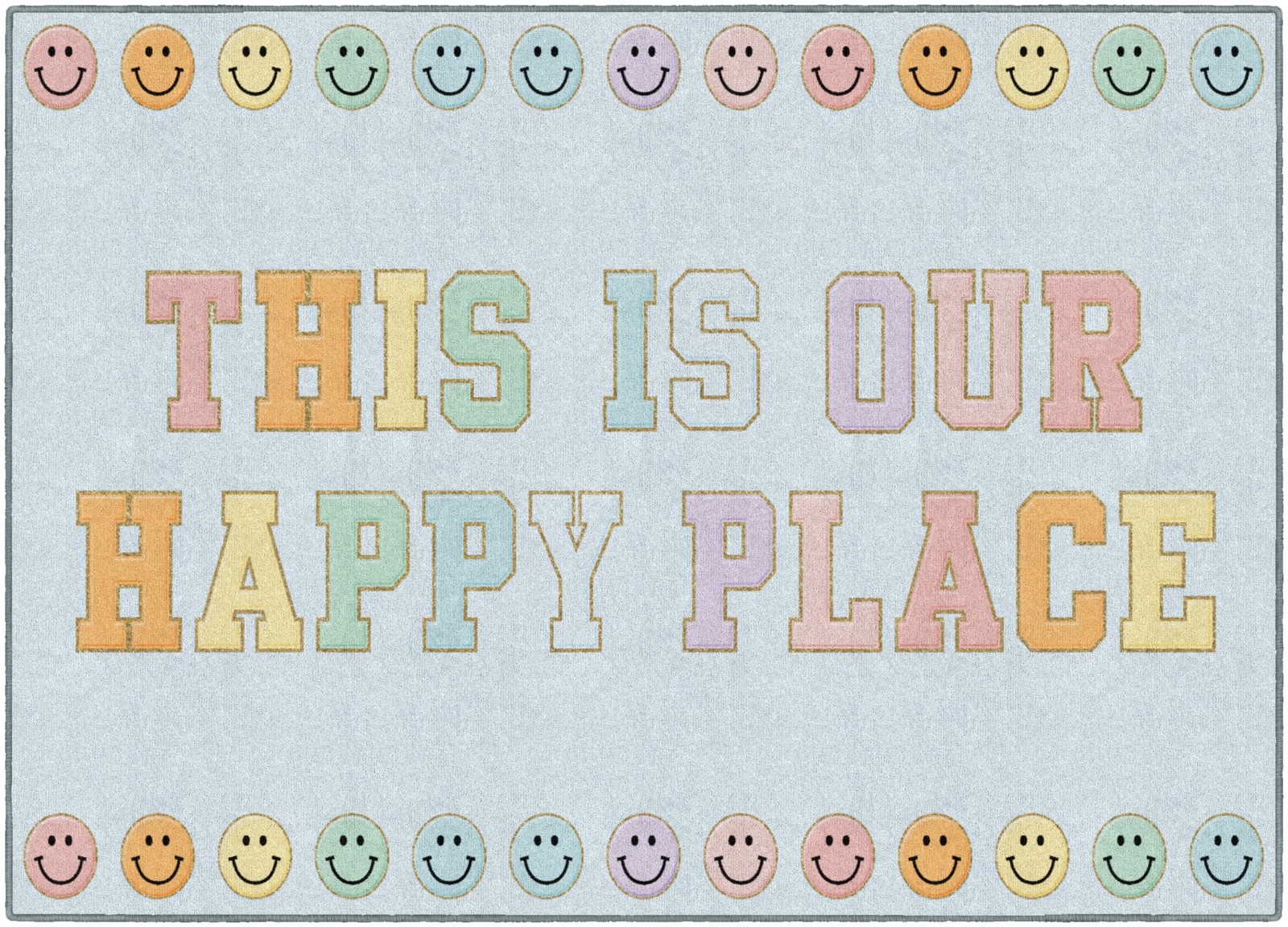 This is Our Happy Place on Blue Educational Area Rug for Kids Room Seating Dé…