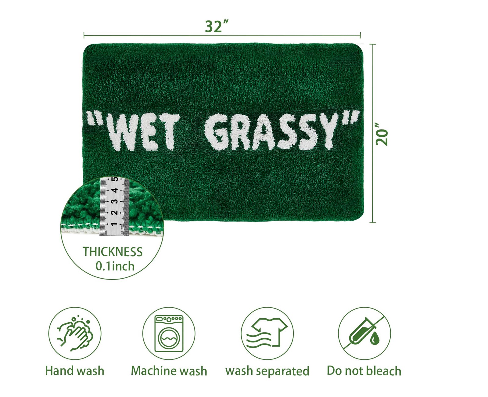 Wet Grassy Rug, Non-Slip Wet Grassy Green Carpet, Aesthetic Area Grass Rug, C…