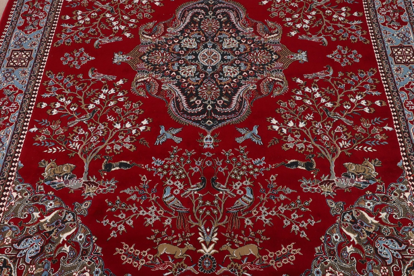 Living Room Turkish Floral Red 10×13 ft Area Rug Soft Pile Carpet