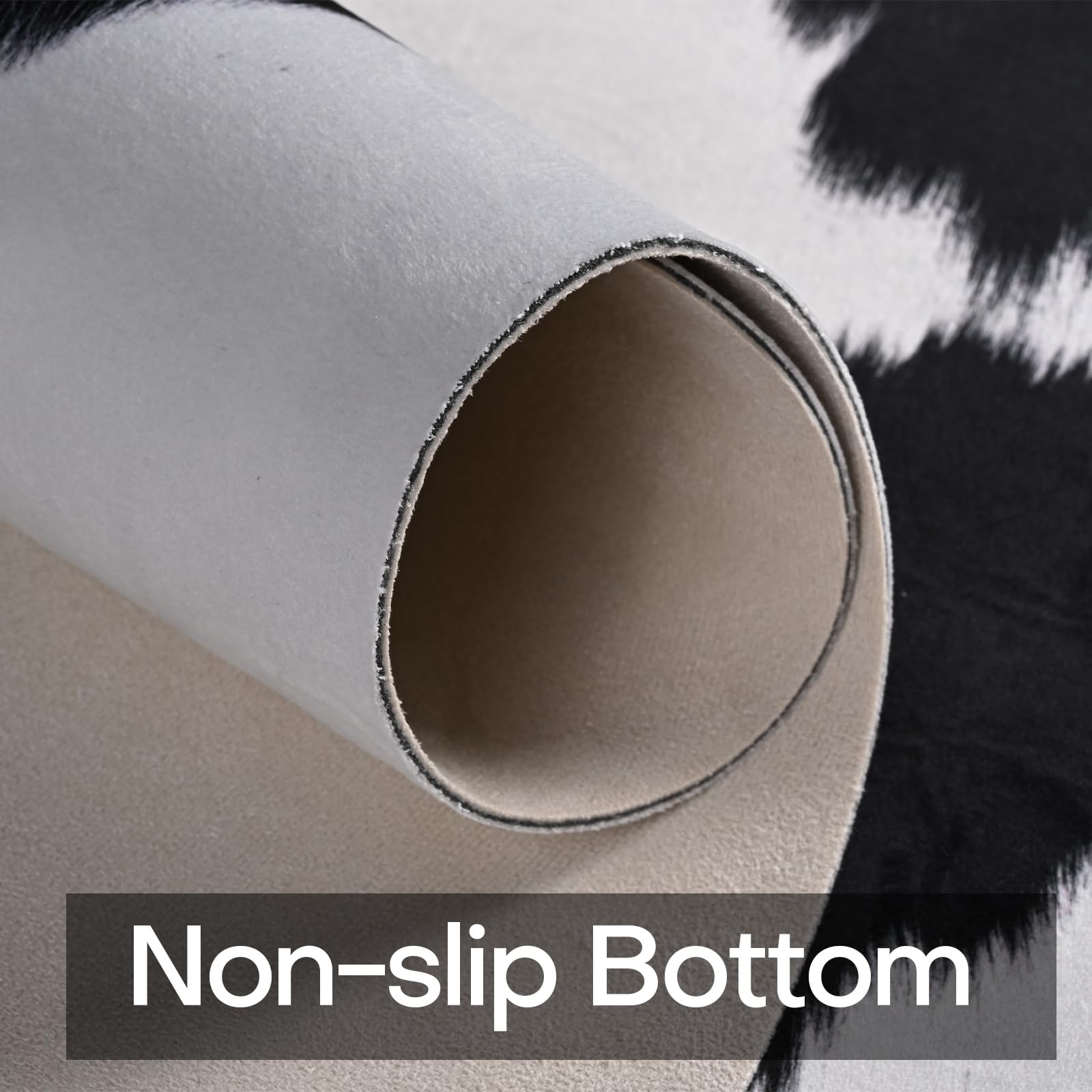 4×3 ft Faux Cowhide Rug Medium Thickened Cow Print Non-Slip Animal Area Rug