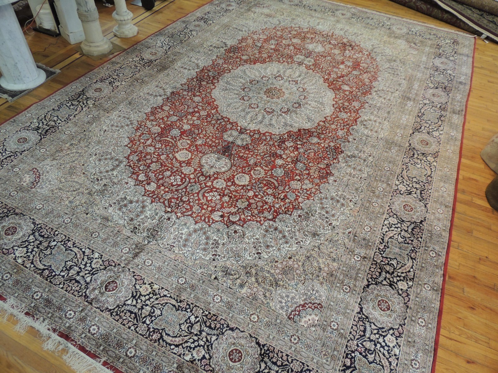 12×18 Tabrize SILK Oriental Area Rug wool Black Red Pink Taupe Stunning!
