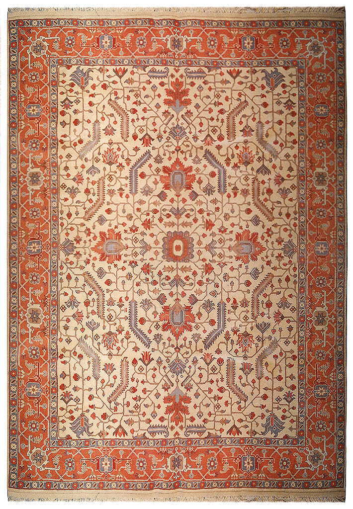 8×10′ Hand-knotted Turkish Rug Beige Coral #F-5579