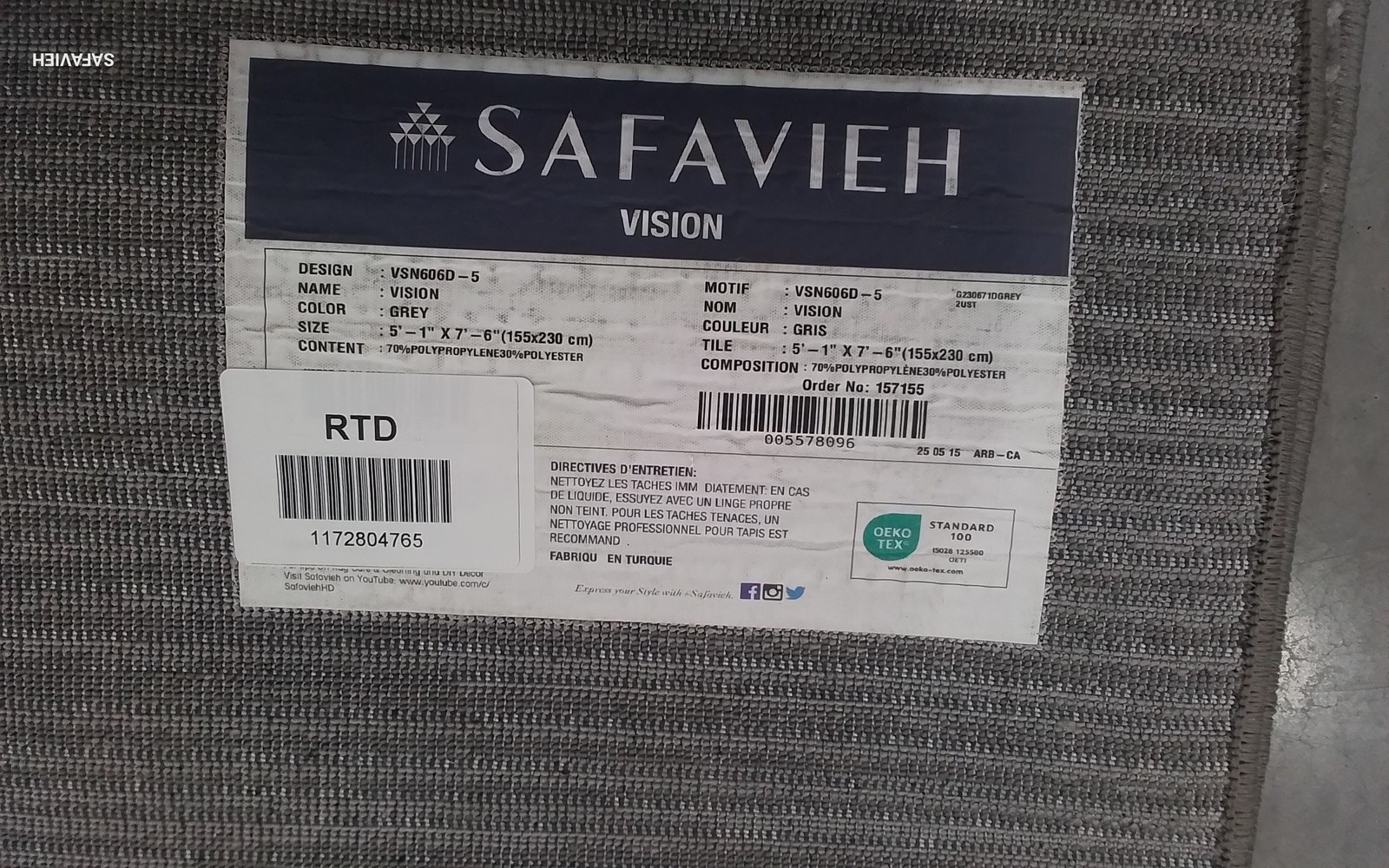 GREY 5′-1″ x 7′-6″ Flaw in Rug, Reduced Price 1172804765 VSN606D-5