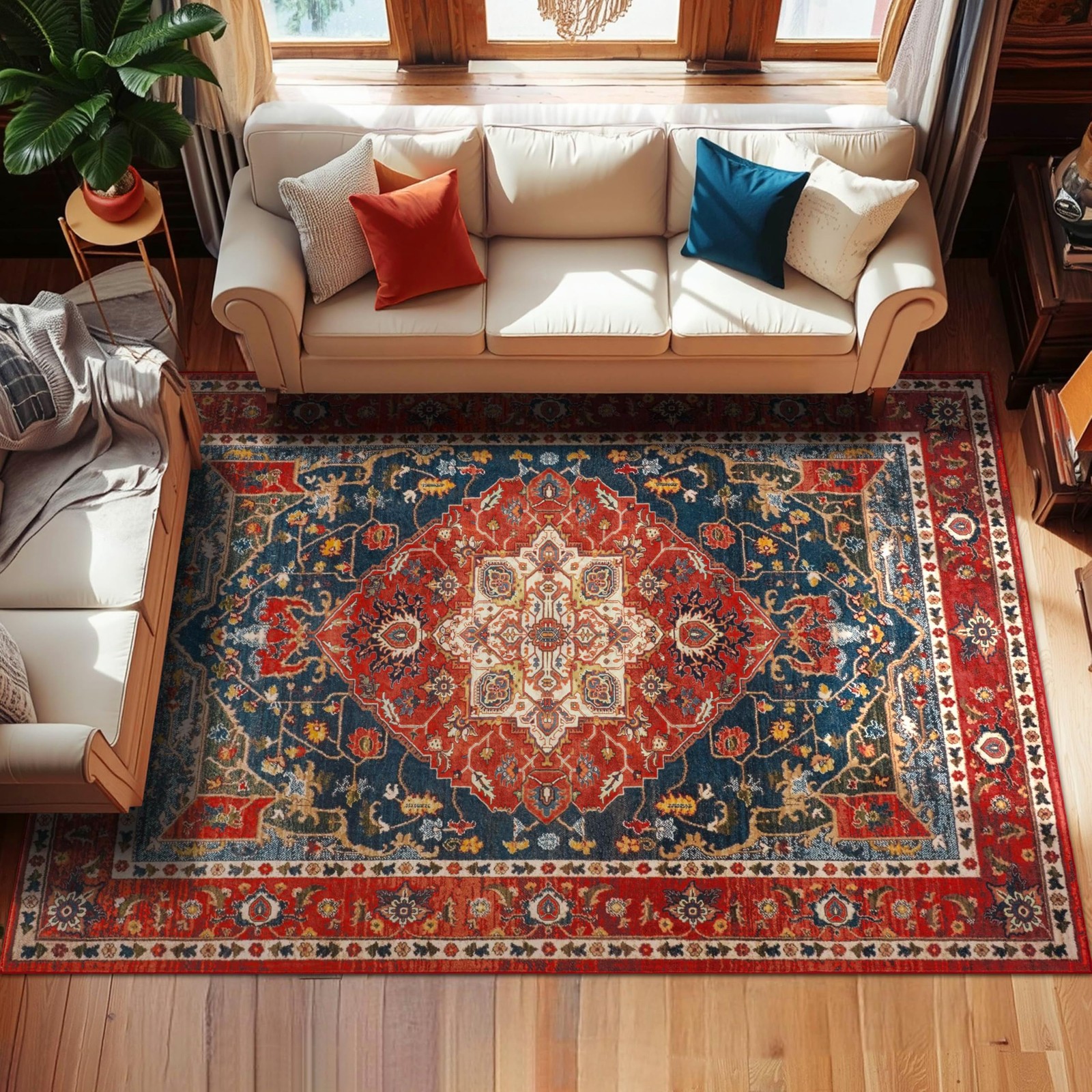 Yj.Gwl Area Rugs For Living Room 6X9 Machine Washable Rugs Non Slip Floral