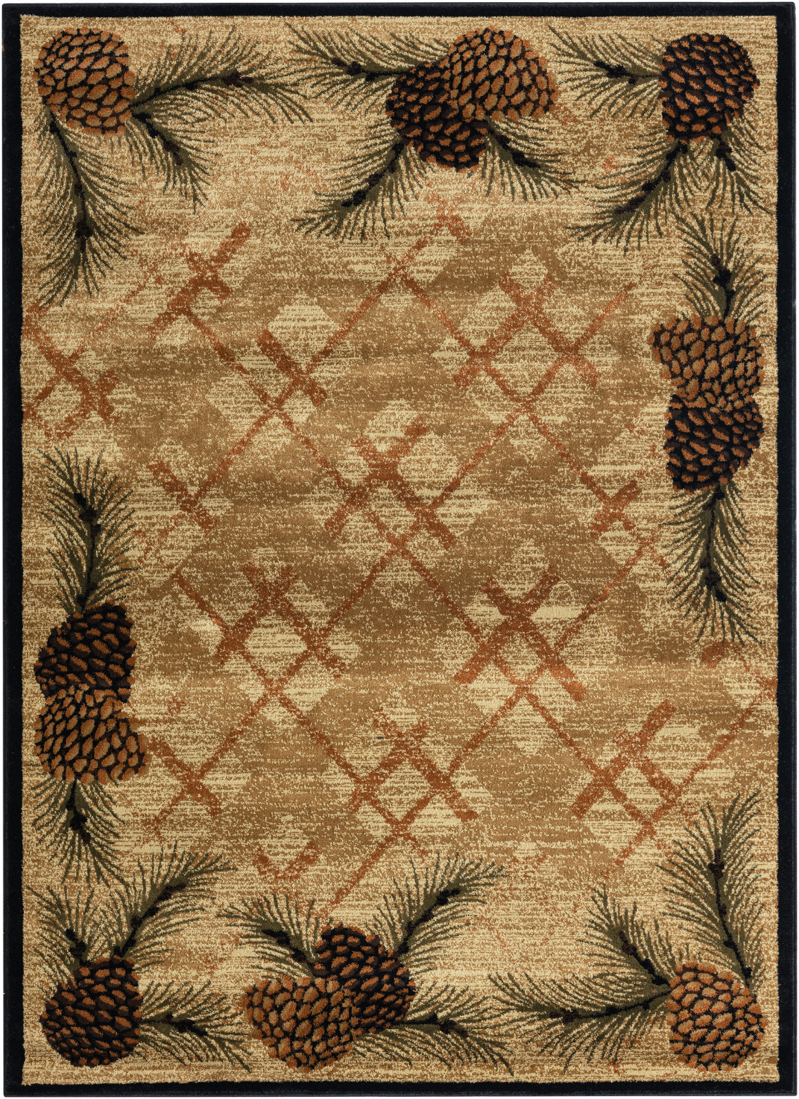 Lodge Cabin Rustic Forest Pinecone Area Rug **FREE SHIPPING**