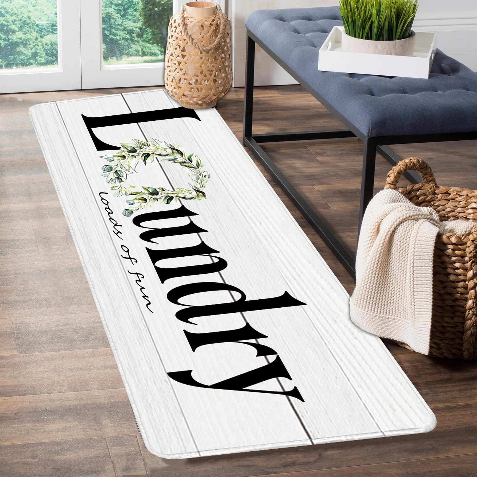 Laundry Room Runner Rug for Hallways Kitchen Mat Non Slip 20″x 47″ Washable R…