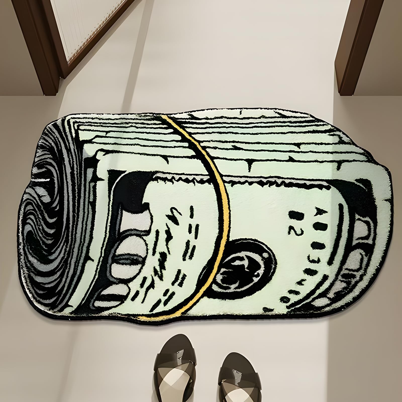 100 Dollar Bill Design Money Rug 47.3×31.5 Inch Non Slip Washable Mat
