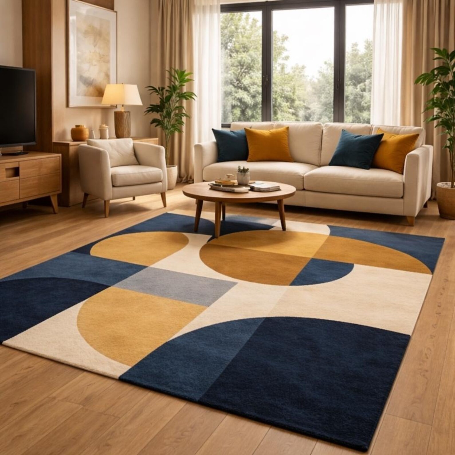 Hand Tufted New Zealand Wool Rug | Modern Geometric Abstract Design Area Rug