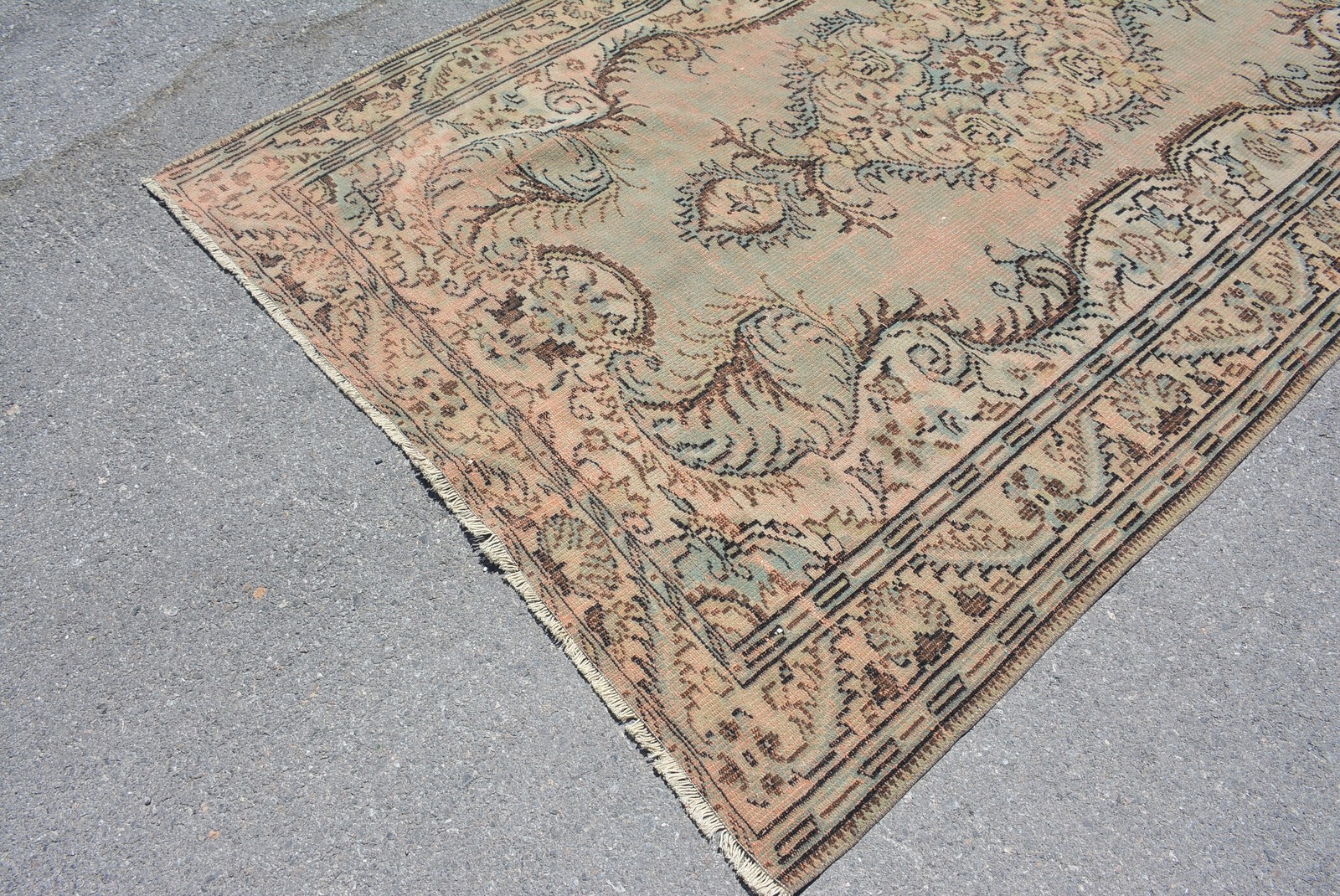 5,9×9,3 ft Turkish Vintage Rug, Large Rug, Brown Wool Rug