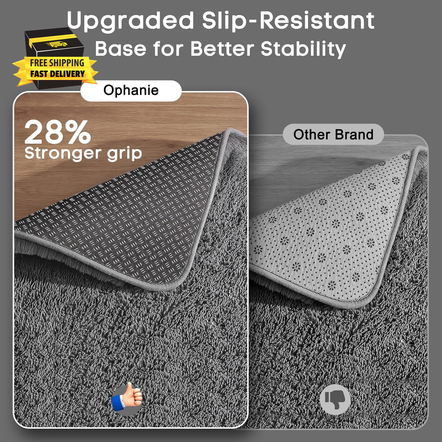 Small Rug Upgrade Non Slip Throw Bedside Area Rugs, Fluffy Soft Grey Mini Bedroo