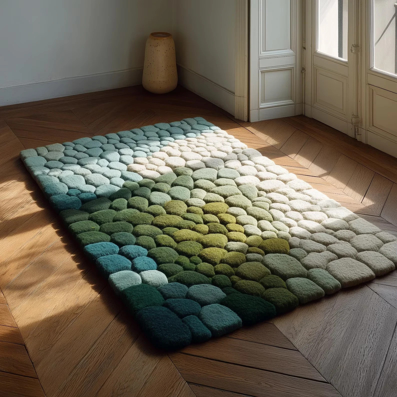 Hand Tufted Pebble Moss Area Rug Green Teal Soft Modern Living Room Carpet 8×10