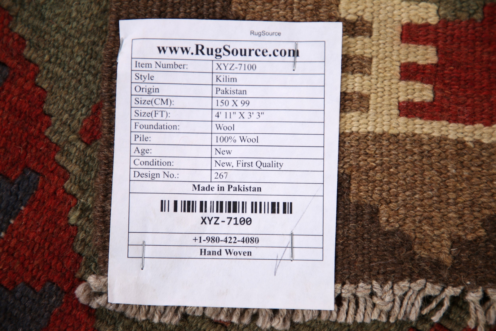 Tribal Traditional Flat-weave Kilim Reversible Rug 3’x5′ Wool Handmade Carpet