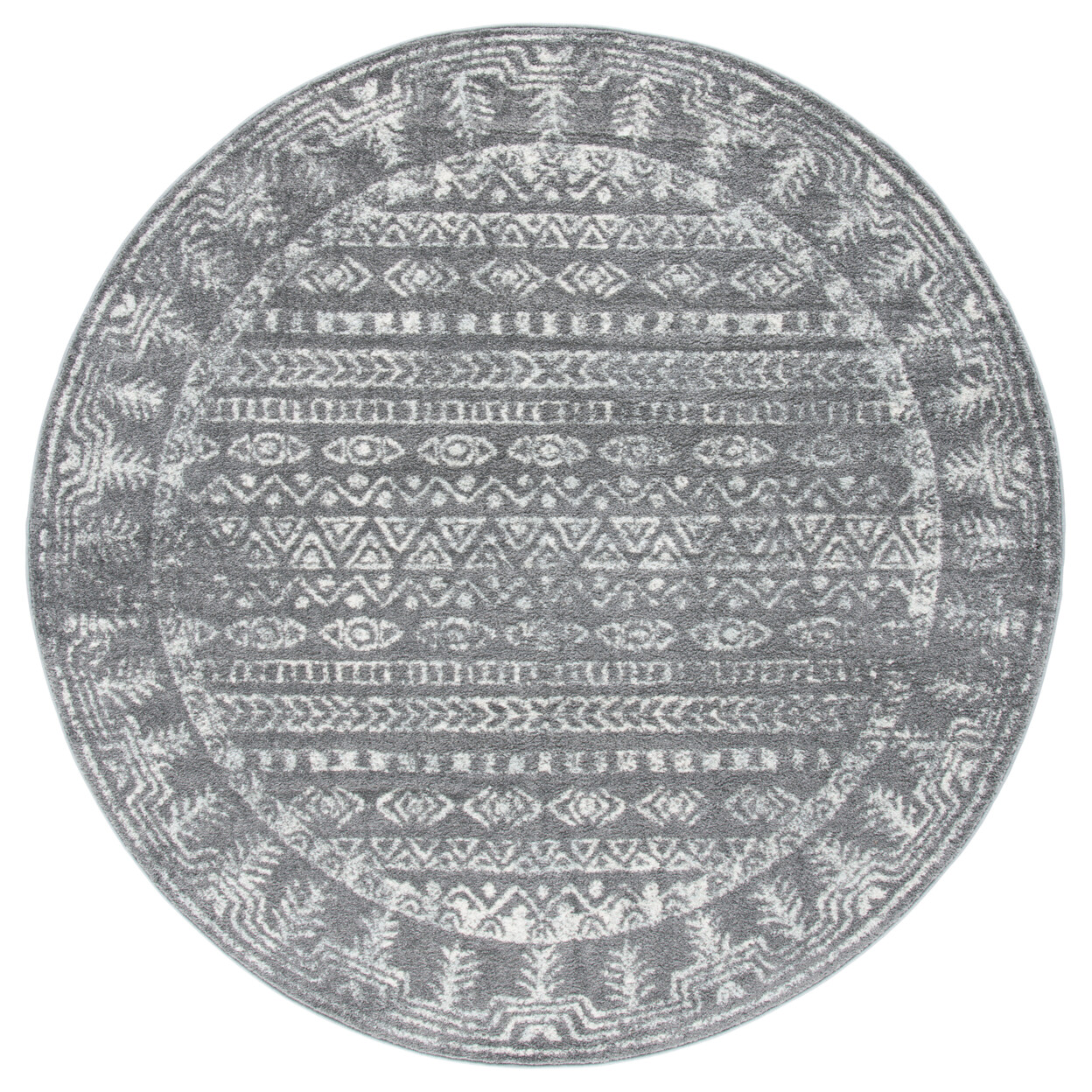 SAFAVIEH Tulum Collection TUL271F Dark Grey / Ivory Rug