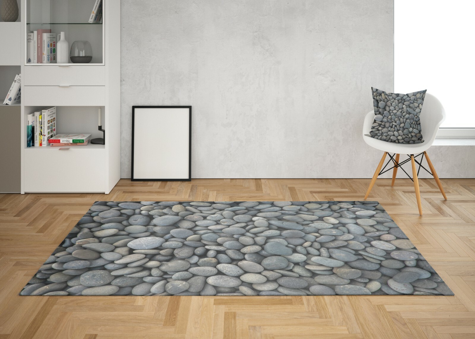 Pebbles Area Rug gray Rug grey Rug stones Floor Rug gray Mat nature rug unique