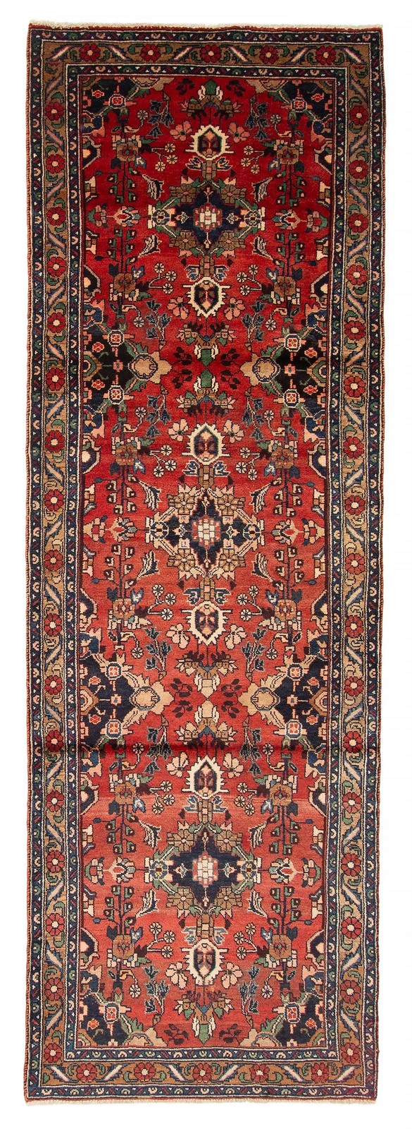 Vintage Hand-knotted Runner Rug 3’5″ x 10’11” Traditional Oriental Wool Carpet