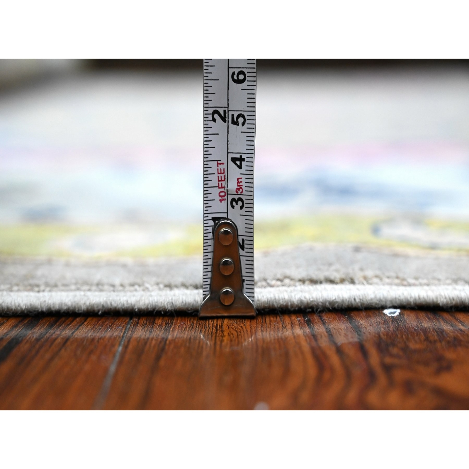 6′ x 8’8″ Dorian Gray Colorful Fusion Kazak Organic Wool Oriental Rug R89233