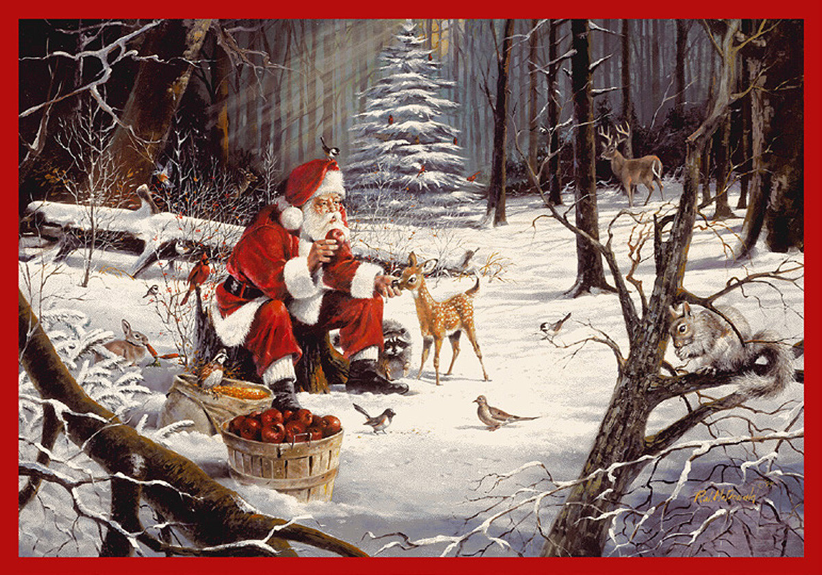 5×8 Milliken Christmas Party Forest Feast Santa Area Rug – Approx 5’4″x7’8″