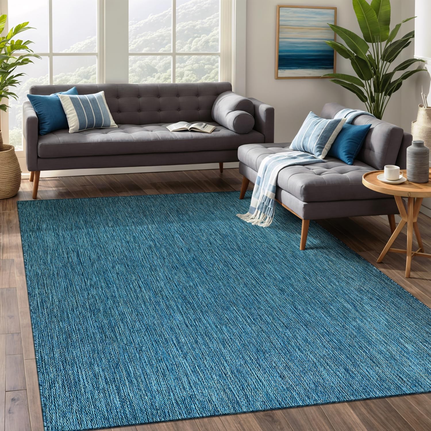 Indoor Outdoor Rug 5×7 Washable Outside Carpet For Patio Deck Porch Solid Modern