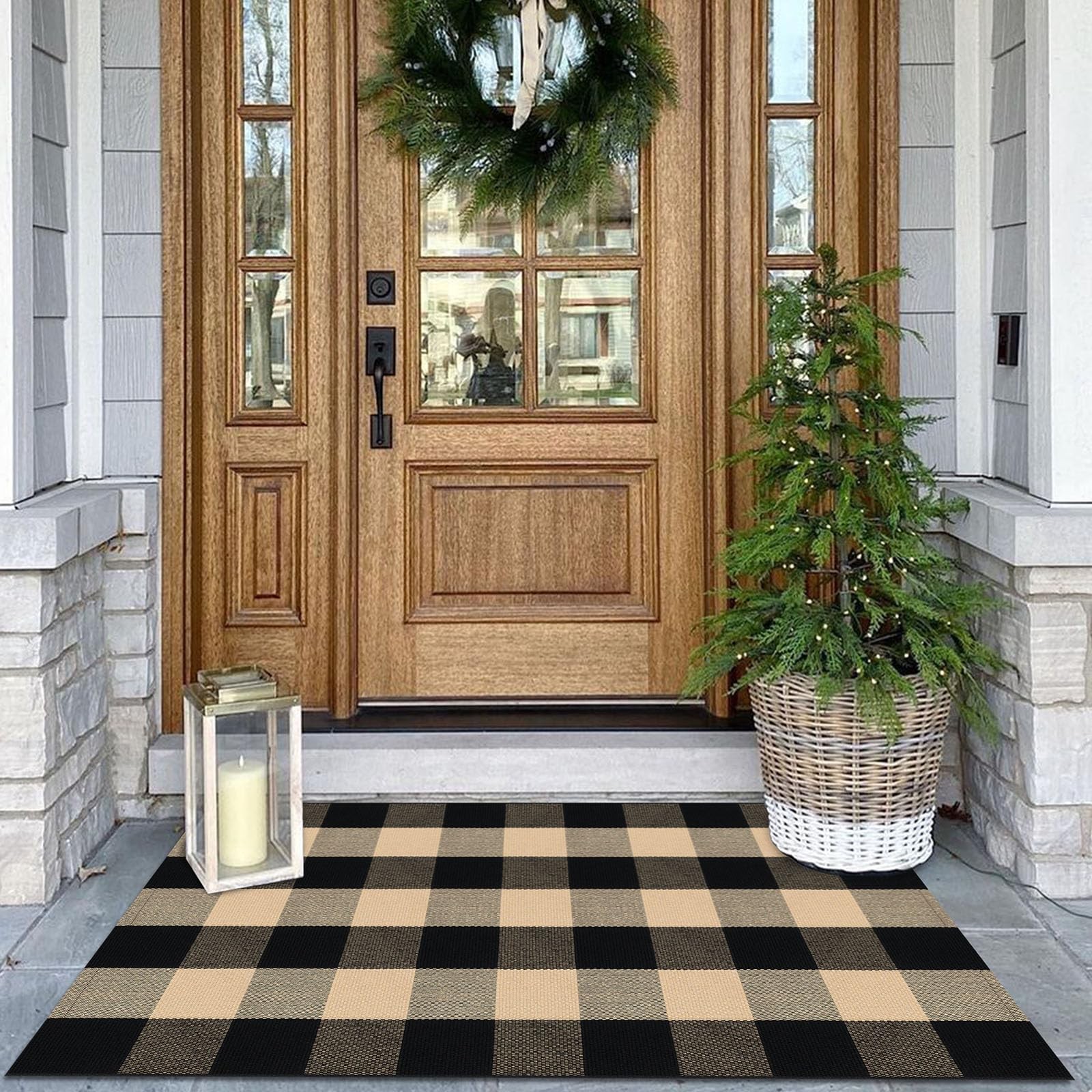 Buffalo Plaid Area Rugs 27.5×43 Inches Brown and Black Checkered Rug Washable…