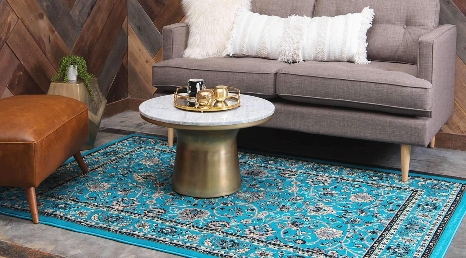 Sialk Hill Washington Area Rug 9′ x 12′ Turquoise/Black Rectangle