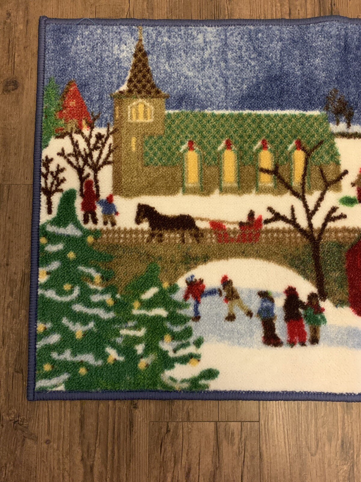 Christmas St Nicholas Square Accent Rug 23”x36” Winter Scene Skid Resistant