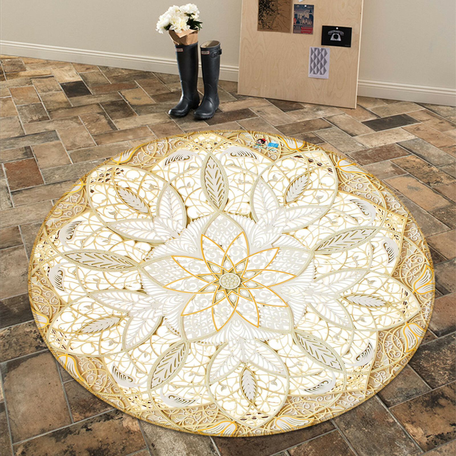 3D Golden Petals ZHUA2020 Game Non Slip Rug Mat Photo Carpet Zoe