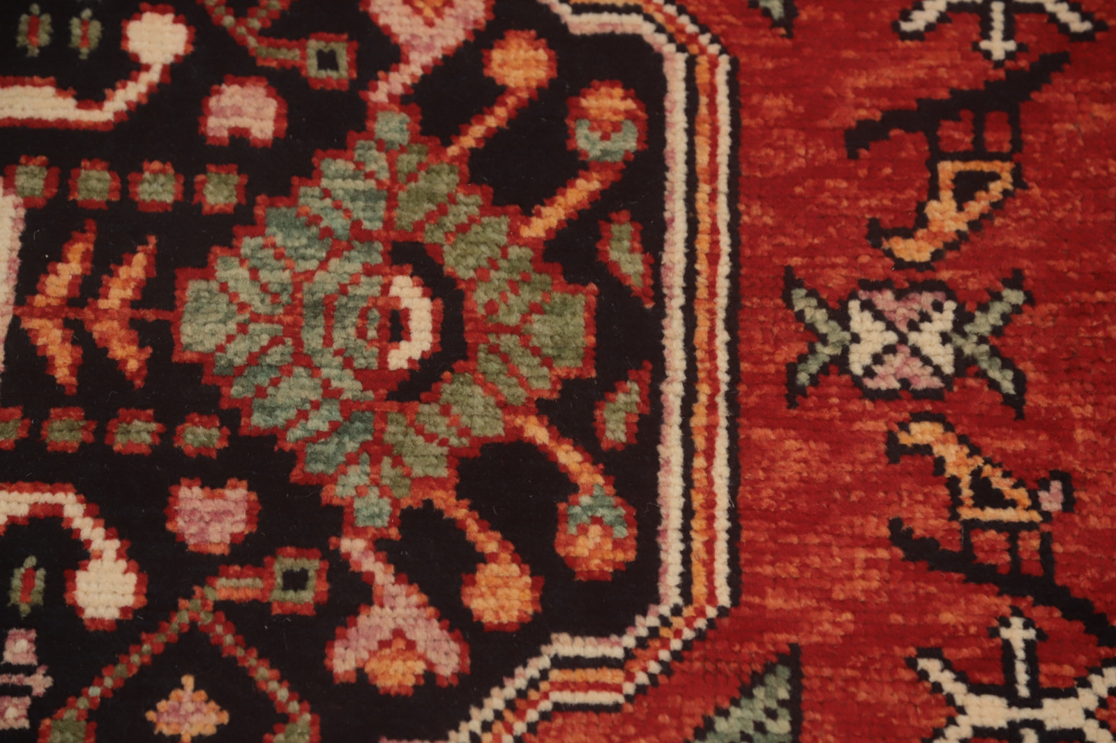 Traditional Red/ Green Wool Vegetable Dye Afghan Rug Living Room Carpet 8×11