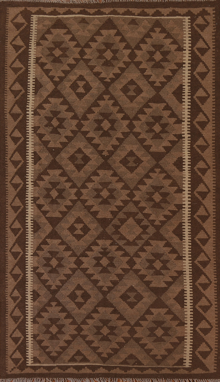 Brown Kilim Area Rug 5×8 Ft Hand Woven Geometric Rug Oriental Wool Carpet