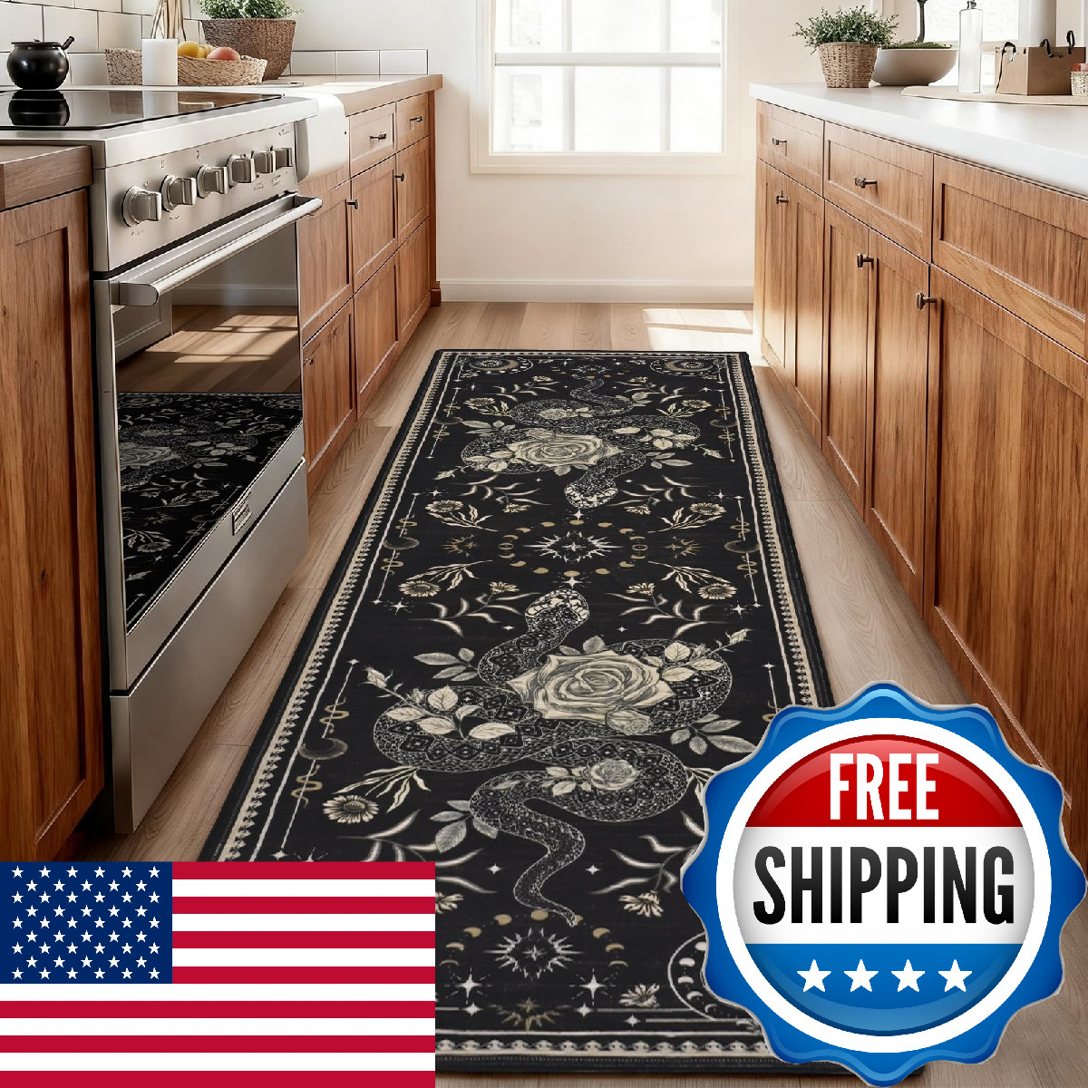 Yinhua Runner Rug Washable Snake Rugs For Hallway Gothic Runner Rugs 2X73 Non